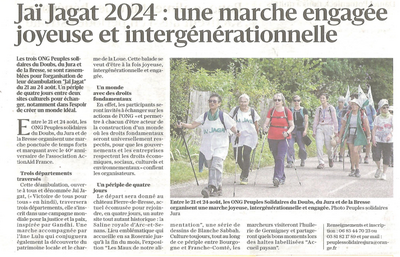 Jaï Jagat 2024 : une marche engagée, joyeuse et intergénérationnelle - article de l'Est républicain, 13 août 2024